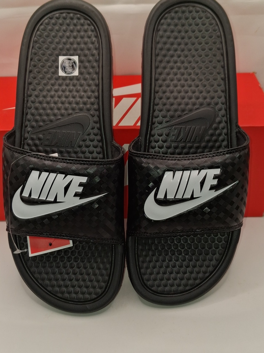 The Nike Benassi JDI 343881-011 Black/White Women's Slides in US 10 - Picture 3 of 7